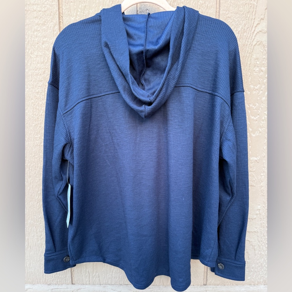 Time and Tru Navy Ribbed V-Neck Sweater Sz : L - Picture 2 of 4
